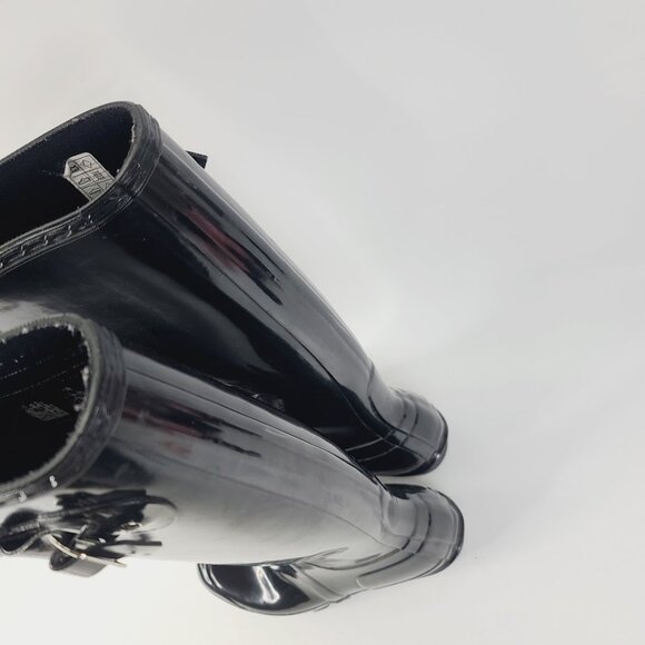 Hunter Women's Black Original Gloss Tall Rubber Mid-Calf Rain Boots Size 6.5 - Picture 4 of 6